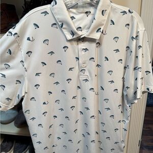 Men's White Patterned Polo Shirt